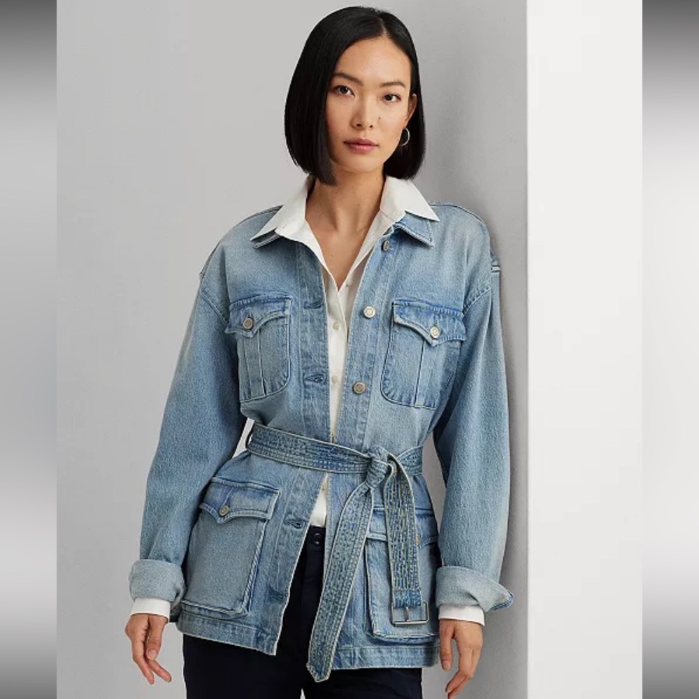NEW Ralph Lauren Lauren Light  Jean Jacket with Belt and jeans.